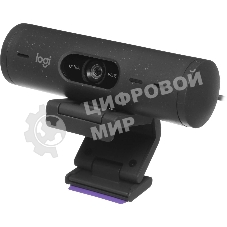 Веб-камера Logitech Brio 500 1920x1080, 30 кадр/с, USB Type-C, микрофон (2 шт, шумоподавление), автоматическая фокусировка, автоосвещение, универсальное крепление