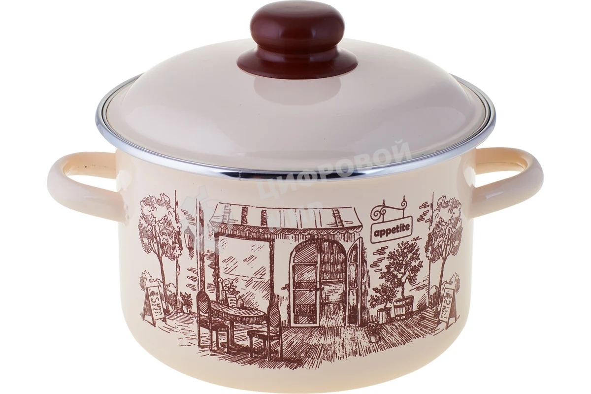 Кастрюля Appetite 1RD201M Cafe эмалированная сталь, цилиндрическая 4 л