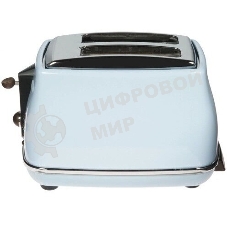 Тостер DeLonghi CTOV 2103.AZ, 900 Вт, на 2 тоста, разморозка, обжаривание, решетка для подогрева, поддон, голубой