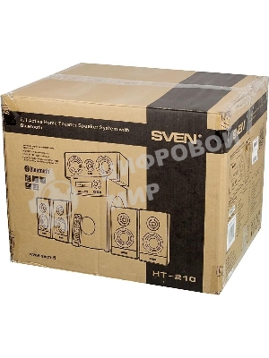 Аудиоколонки SVEN HT-210, черный, акустическая система 5.1, мощность (RMS):50Вт+5x15Вт, Bluetooth, Optical, Coaxial, FM-тюнер, USB/SD, дисплей, ПДУ