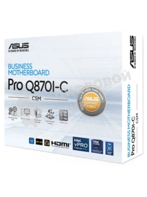 Материнская плата ASUS Pro Q870I-C-CSM, LGA 1851, Intel Q870, 2xDDR5 SO-DIMM, 2xSATA, 1xM.2, 1xPCIe 5.0 x16, DisplayPort, HDMI, 1x1Gb LAN, 3x3.5 мм, 7.1, Mini-ITX