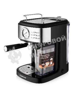 Кофеварка рожковая BRAYER BR1115 черный, исп. кофе - молотый, 1.5 л, 1300 Вт, 15 Бар.