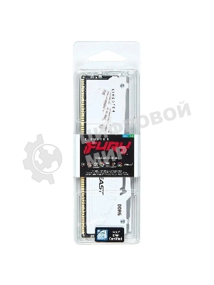 Оперативная память Kingston Fury Beast, DDR5, 16Gb (1x16Gb), 6000MHz, CL36, DIMM, с радиатором, RGB, белый