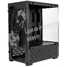 Компьютерный корпус Minitower ExeGate i3 SEA (mATX, без БП, 1*USB+1*USB 3.0, HD аудио, черный, 1 вент. 12см с RGb подсветкой, передняя и боковая панели - закаленное стекло)