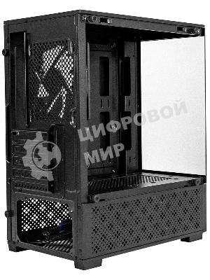 Компьютерный корпус Minitower ExeGate i3 SEA (mATX, без БП, 1*USB+1*USB 3.0, HD аудио, черный, 1 вент. 12см с RGb подсветкой, передняя и боковая панели - закаленное стекло)