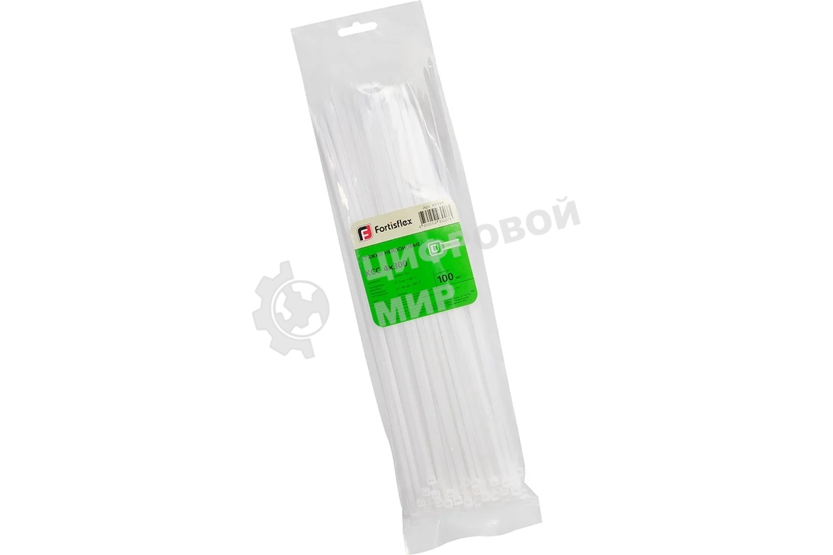 Нейлоновые стяжки Fortisflex КСС 4х300 мм белый 100 штук