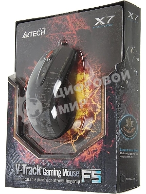 Мышь проводная A4Tech F5 черный, 3000 dpi, USB, кнопки - 7