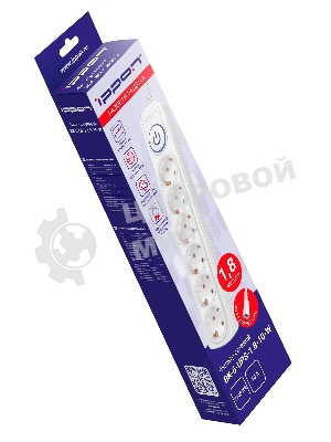 Сетевой фильтр Ippon BK-6-UPS-1.8-10-W 1.8 м, 6 розеток, белый, коробка