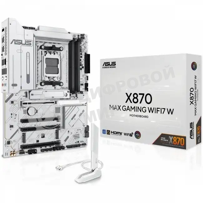 Материнская плата ASUS X870 MAX GAMING WIFI7 W, AM5, AMD X870, 4xDDR5, 4xSATA, 3xM.2, 1xPCIe 5.0 x16, 2xPCIe 4.0 x16, 1xPCIe 3.0 x16, 1xHDMI, 2xUSB Type-C (Display), 1x2.5Gb LAN, Wi-Fi 7, Bluetooth 5.4, 2xUSB-C 40Gbps, 1xUSB-A 10Gbps, 3xUSB-A 5Gbps, 4xUSB