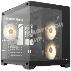 Компьютерный корпус HSPD F330, Panoramic Mini-tower, черный, TG, 0.5 SPCC, 3x120мм ARGB mATX, mITX 160/400/200мм 1x2.5