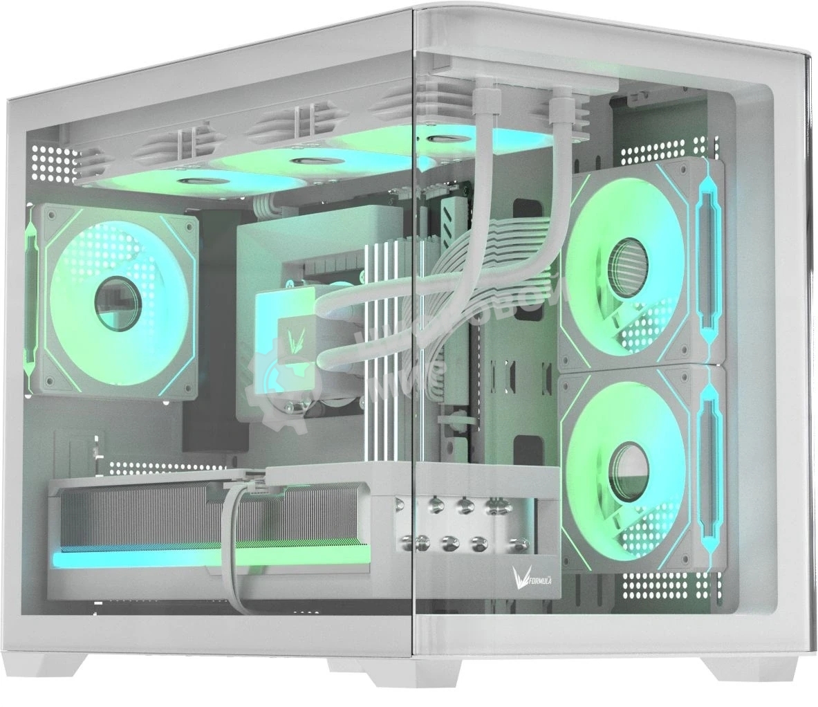 Компьютерный корпус AeroCool/Formula Crystal U2M Floe белый без БП mATX 1xUSB 3.0 audio bott PSU