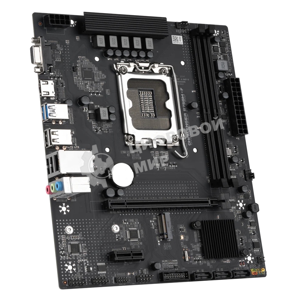 Материнская плата Maxsun Challenger B760M-F, LGA 1700, Intel B760, 2xDDR4, 3xSATA III, 2xM.2, 1xPCIe 4.0 x16, 1xHDMI, 1xVGA, 1xRJ-45 1Gb LAN, 2xUSB 3.2 Gen 1, 4xUSB 2.0, 3x3.5 мм, 5.1, mATX