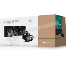 Система жидкостного охлаждения DEEPCOOL MYSTIQUE 360 ARGB черный, 120 мм, алюминий/медь, 2150 об/мин, 36.49 дБ, 4 pin, 300 Вт