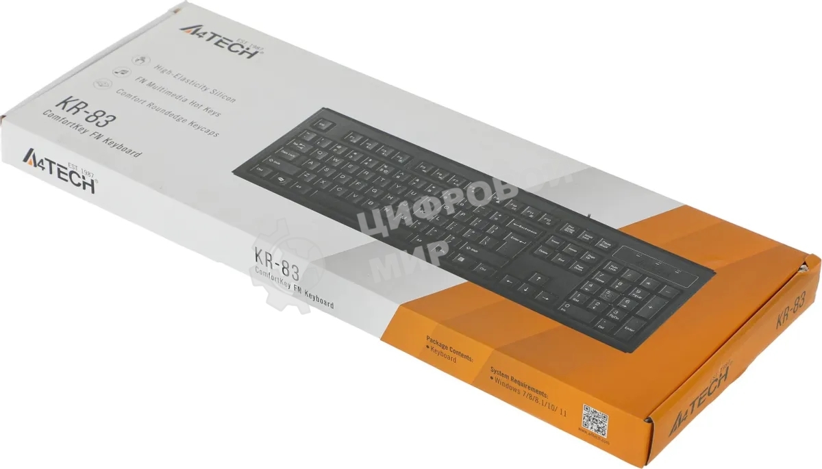 Клавиатура проводная A4Tech KR-83, USB, черный