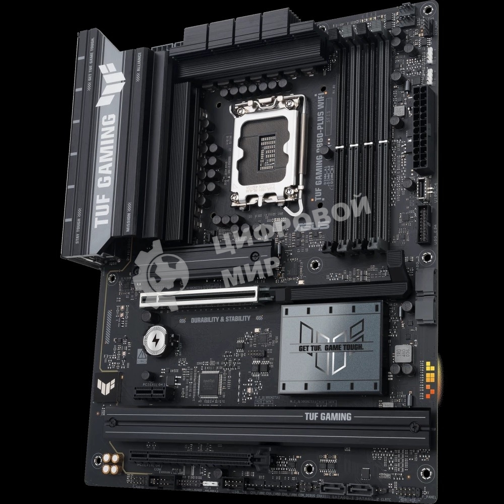 Материнская плата ASUS TUF GAMING B860-PLUS WIFI, LGA 1851, Intel B860, 4xDDR5, 4xSATA, 3xM.2, 1xPCIe 5.0 x16, 1xPCIe 4.0 x16, 1xDP, 1xHDMI, 1x 2.5Gb LAN, 1xUSB 20Gbps, 2xUSB 10Gbps, 3xUSB 5Gbps, 2xUSB 2.0, 5x3.5 мм, 7.1, ATX