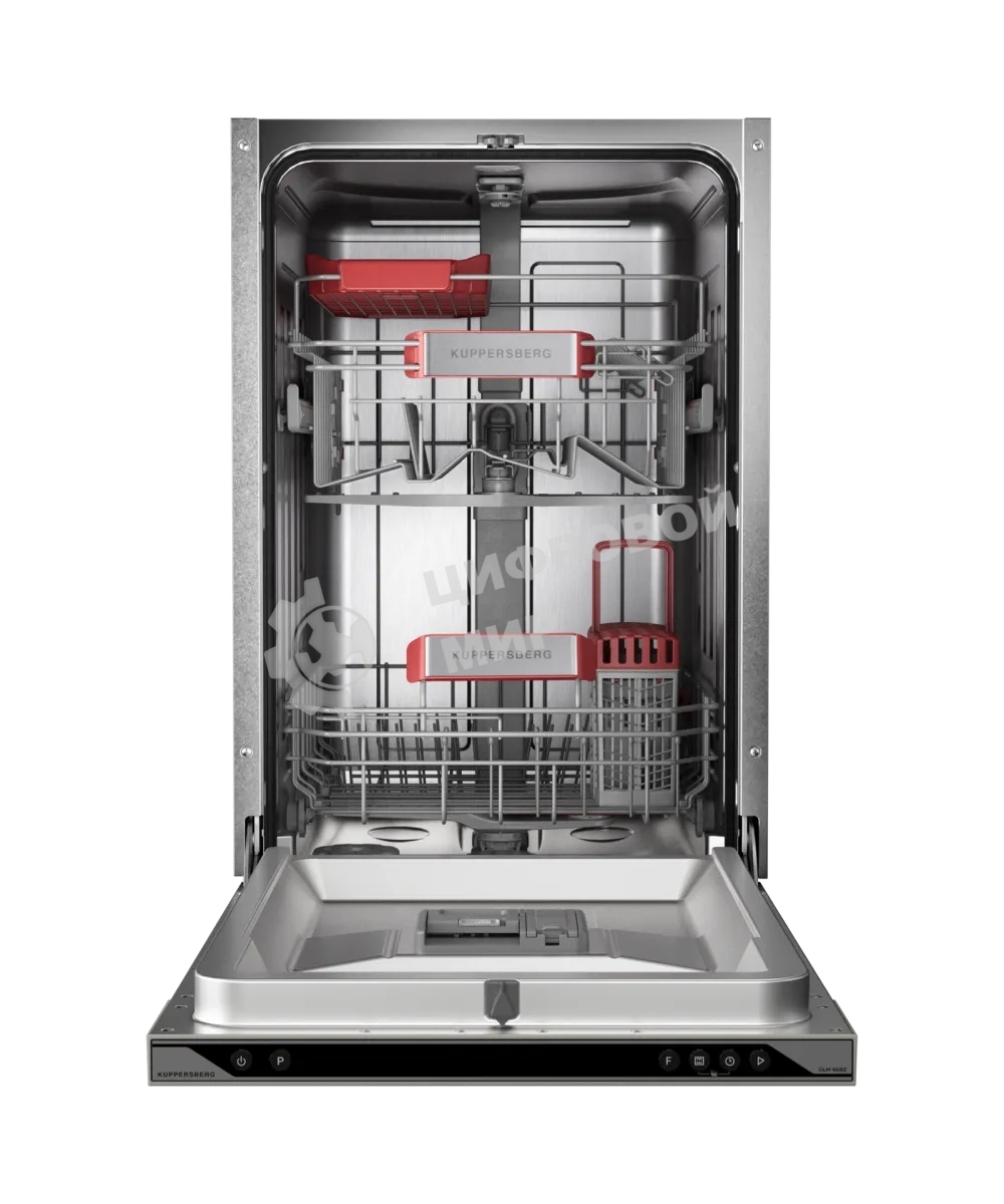 Встраиваемая посудомоечная машина Kuppersberg, High-Tech, 45 см, 10 комплектов, 3 корзины, 7 программ, конденсационная сушка, автоматическое открывание двери, LED подсветка, кнопочное управление, энергоэффективность А+++