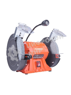 Станок заточной PATRIOT Expert GM 200 L, подсветка, 550Вт, 2980об/мин, 200мм диск, А36/А60 зерн, посадочный 16 мм, асинхронный, адаптер на круги 32 мм