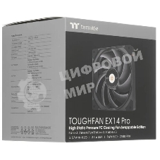 Вентилятор Thermaltake Toughfan EX14 Pro реверсивный 140x140x25mm черный 4-pin 31.6-34.1dB Ret (CL-F172-PL14BL-A)