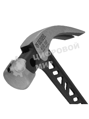 Молоток-гвоздодер Denzel 450 г, цельнокованый, боек с магнитом, двухкомп. обрезин. рук-ка