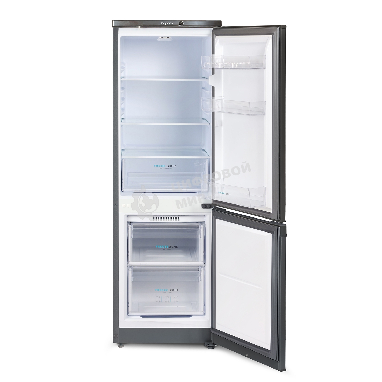 Холодильник Бирюса W418 графит двухкамерный 125/55л морозилка снизу