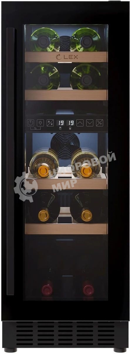 Винный шкаф LEX LWD3017BL черный, 52 л, 2 отсека, 17 бут.