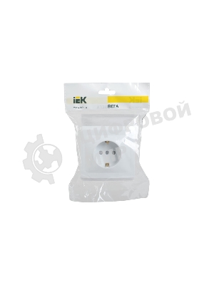 Розетка 1-м СП Вега РСш10-3-ВБ с заземл. контактом и защ. штор 16А бел. IEK ERV14-K01-16-DM