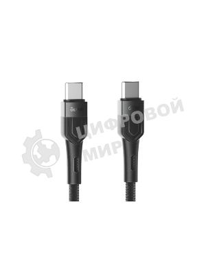 Кабель OLMIO BOLT, Type-C - Type-C, 60W, 1.2м, тканевая оплетка, черный