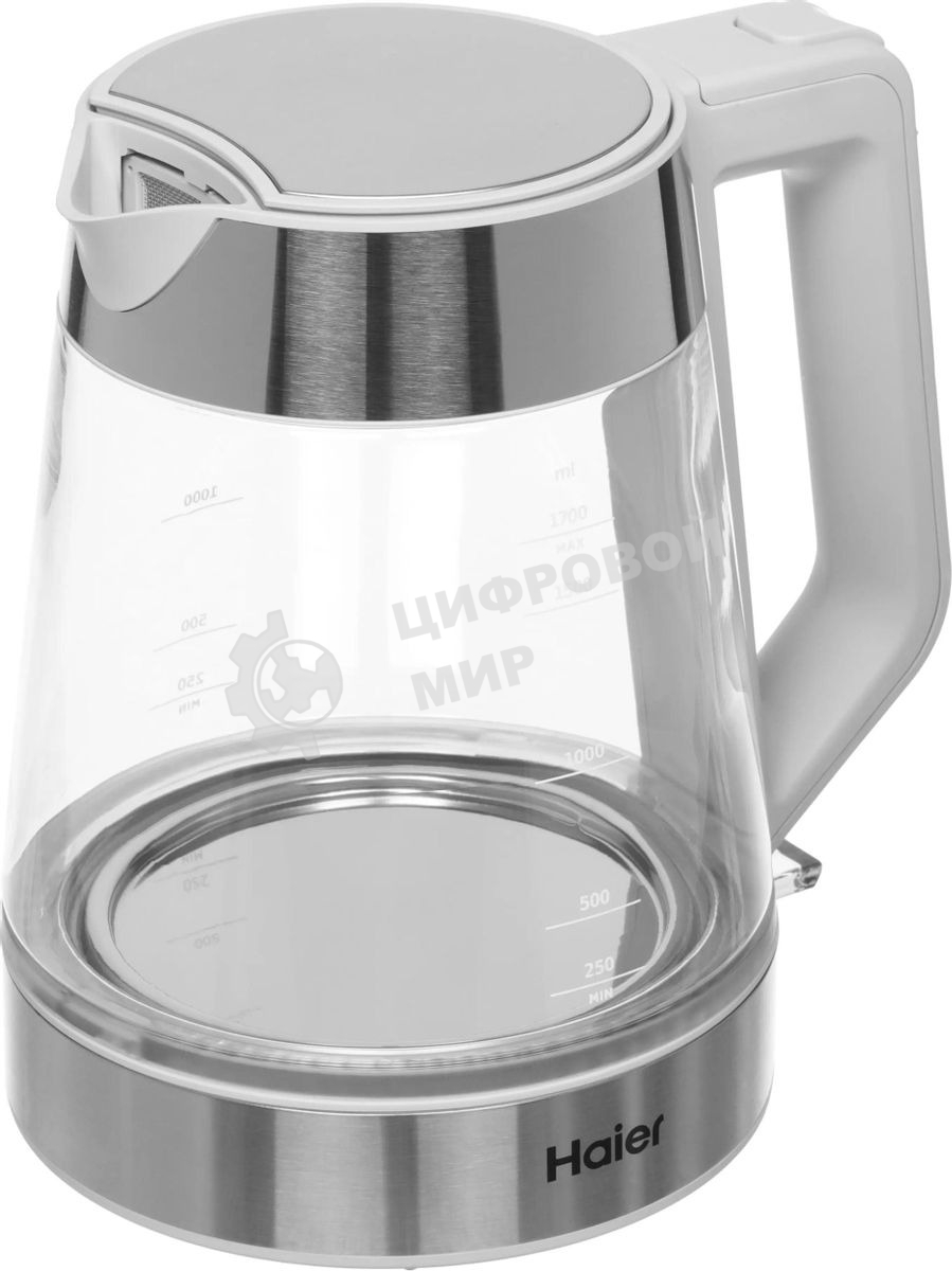 Чайник электрический Haier HK-500 1.7л. 2200Вт серый/белый корпус: стекло/пластик (TD0029955RU)