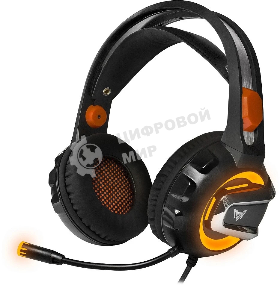 Гарнитура Crown CMGH-3003 чёрный/оранжевый, проводная, подсветка