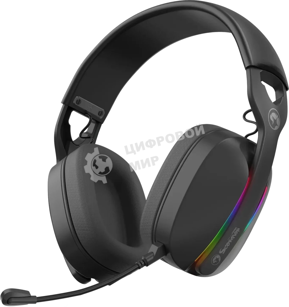 Гарнитура MARVO HG9086W Pulz 70W чёрный, беспроводная + проводная, радиоканал, до 10 ч, съёмный микрофон, подсветка, совместимость с PS5, Xbox