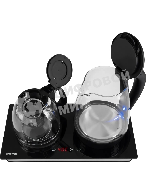 Чайник электрический Starwind SKG4044 1.8 л, 1800 Вт, черный/серебристый корпус: стекло