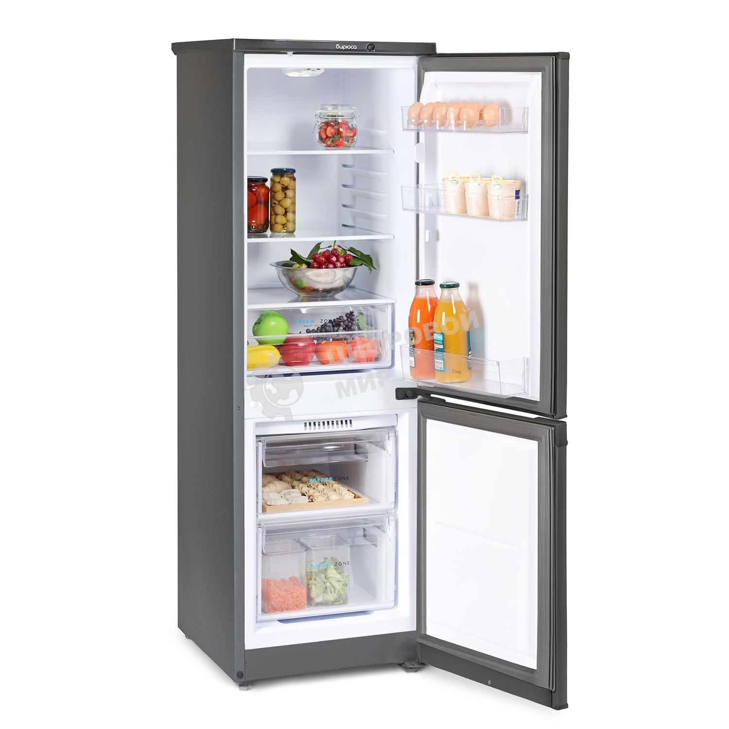 Холодильник Бирюса W418 графит двухкамерный 125/55л морозилка снизу