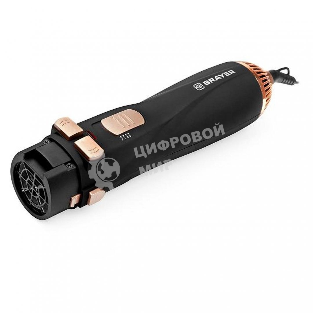 Фен-щётка BRAYER BR3132 черный/золотистый, 1200 Вт, 25/38 мм