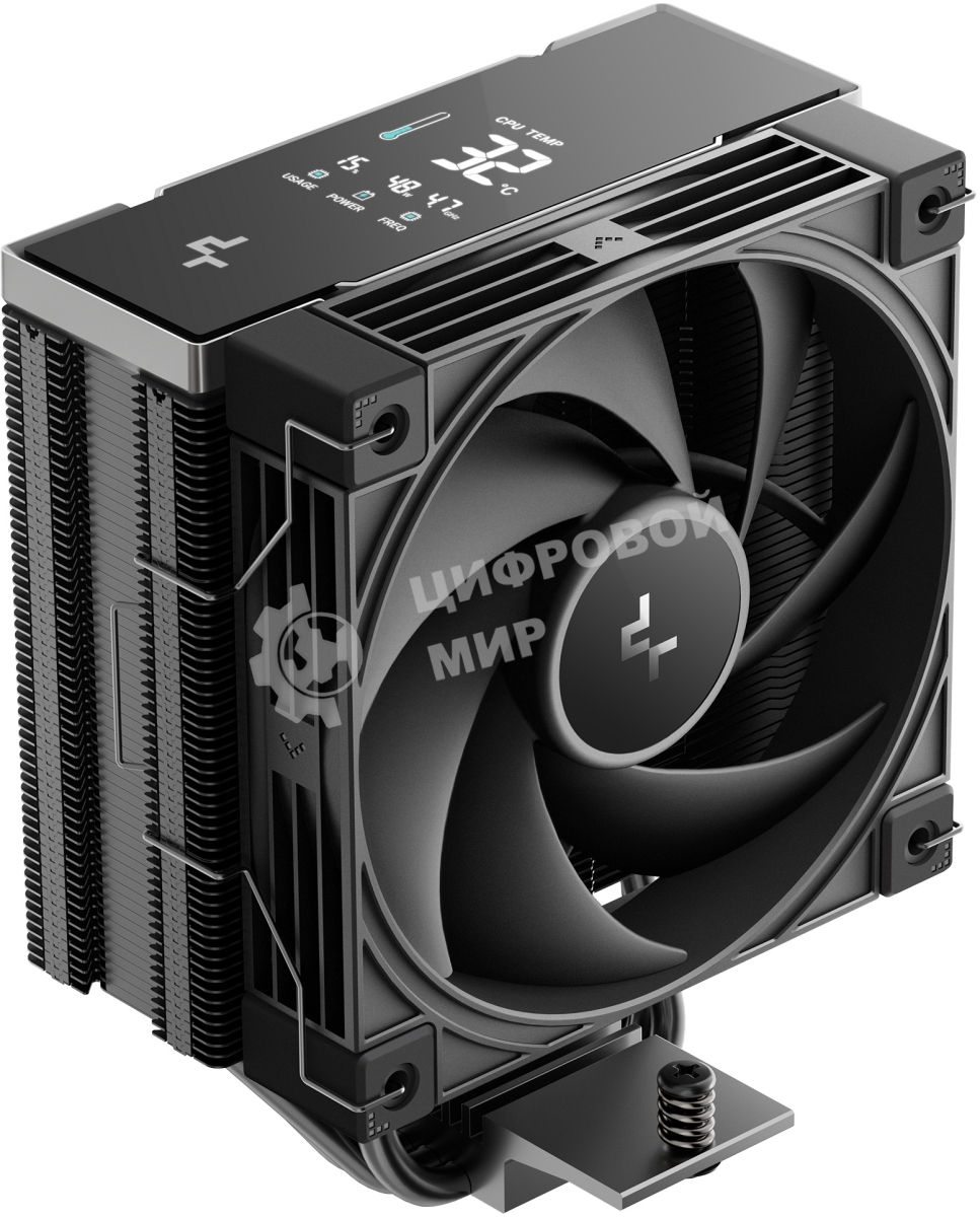 Кулер для процессора DEEPCOOL AK400 G2 DIGITAL NYX LGA1851/1700/1200/115X/AM5/AM4 (12шт/кор, TDP 220W, PWM, Fan 120mm, 4 тепл. трубки, черный) RET