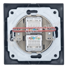 Розетка двойная компьютерная RJ45 скрытой установки IP20, черная 