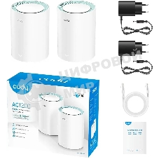 Бесшовный Mesh роутер Cudy M1300 (M1300 2-PACK) AC1200 10/100/1000BASE-TX/Wi-Fi белый (упак.:2шт)