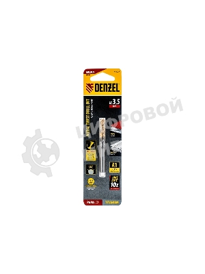 Сверло спиральное по металлу Denzel 3,5 x 70 мм, Р6М5, Golden Tip, 2 шт.