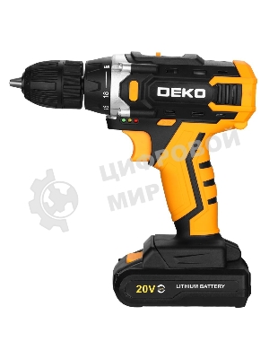 Дрель-шуруповерт Deko Banger 20V ONE+, 20 В, 1,5 Ач, 42 Нм, щеточный