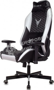 Кресло игровое Knight Neon черный/серебряный соты эко.кожа с подголов. крестовина металл