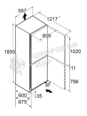 Холодильник Liebherr CNC 5203-22 001 белый двухкамерный 225/94л морозилка снизу
