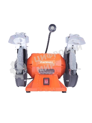 Станок заточной PATRIOT Expert GM 200 L, подсветка, 550Вт, 2980об/мин, 200мм диск, А36/А60 зерн, посадочный 16 мм, асинхронный, адаптер на круги 32 мм