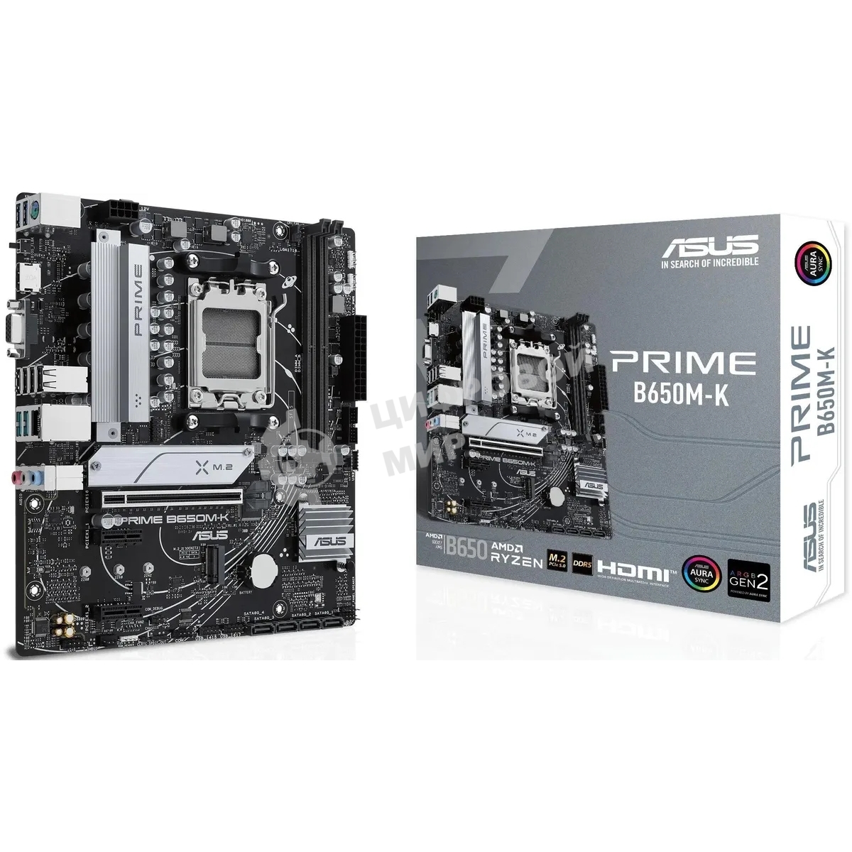 Материнская плата ASUS PRIME B650M-K, Socket AM5, AMD B650, 2xDDR5, 4xSATA, 2xM.2, 1xPCIe 4.0 x16, 2xPCIe 4.0 x1, 1xHDMI, 1xVGA, 1x 2.5Gb LAN, 4xUSB-A 2.0, 2xUSB-A 3.2 Gen 1, 2xUSB-A 3.2 Gen 2, 3x3.5 мм, 7.1, mATX