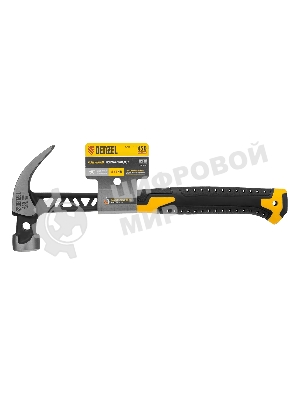 Молоток-гвоздодер Denzel 450 г, цельнокованый, боек с магнитом, двухкомп. обрезин. рук-ка