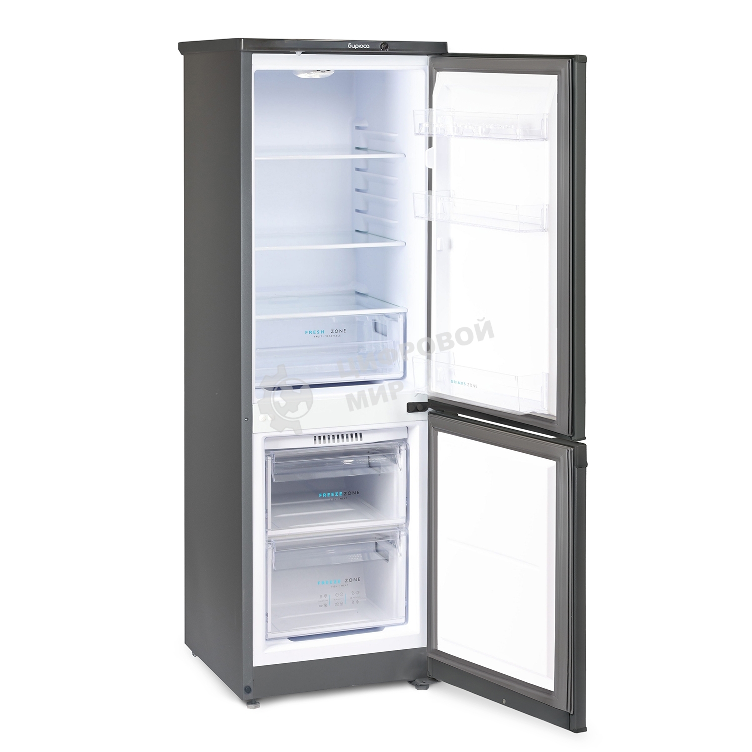 Холодильник Бирюса W418 графит двухкамерный 125/55л морозилка снизу