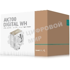 Кулер для процессора DEEPCOOL AK700 DIGITAL WH LGA1851/1700/1200/115X/AM5/AM4 (9шт/кор, TDP 260W, PWM, Fan 120mm, 7 тепл. трубок, Copper Base, белый) RET