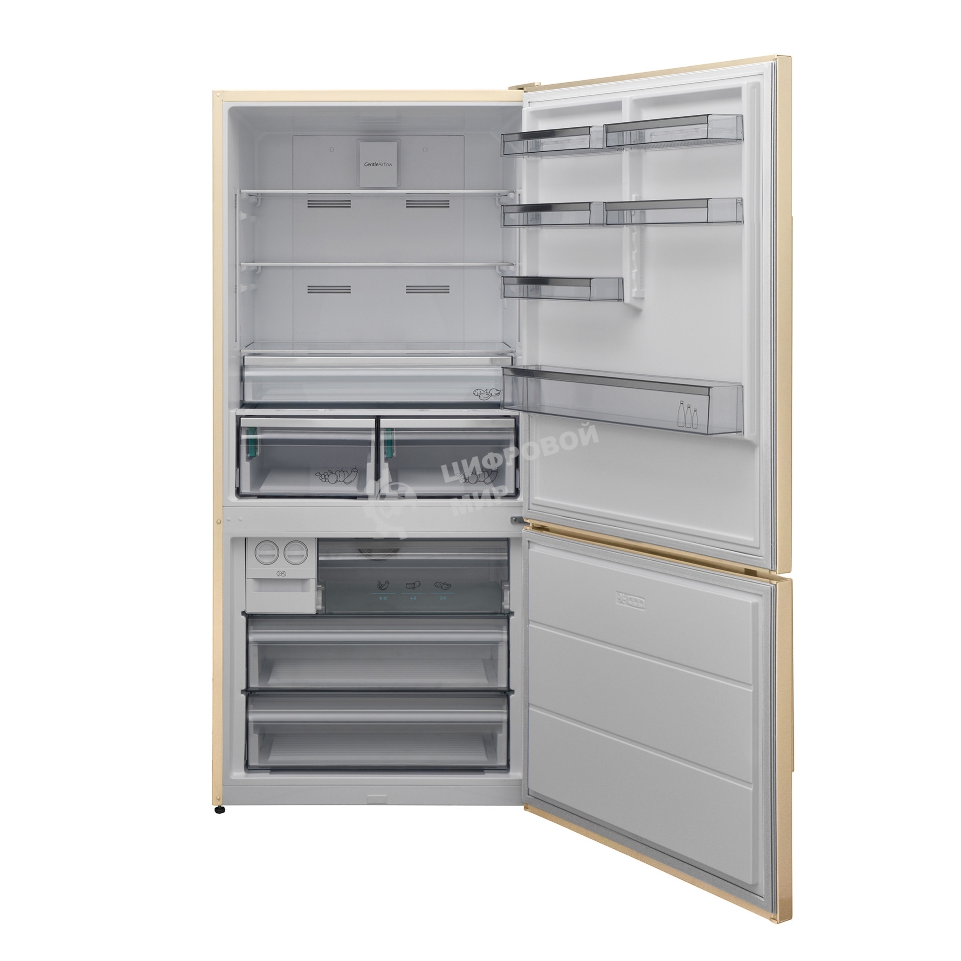 Холодильник Sharp SJ-653GHXJ52R бежевый двухкамерный 400/164 л морозилка снизу, No Frost