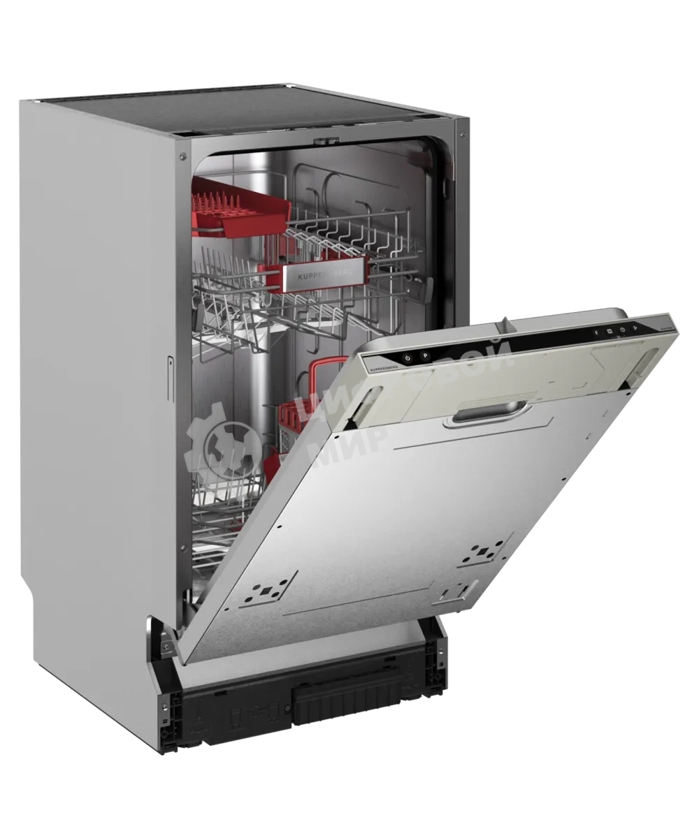 Встраиваемая посудомоечная машина Kuppersberg, High-Tech, 45 см, 10 комплектов, 3 корзины, 7 программ, конденсационная сушка, автоматическое открывание двери, LED подсветка, кнопочное управление, энергоэффективность А+++