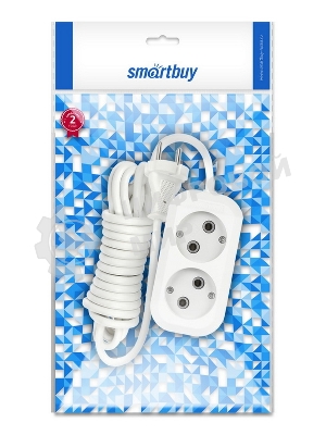 Удлинитель бытовой Smartbuy (SBE-10-2-05-N) 2 гнз х 5,0 м (10А/2.2 кВт, ПВС 2х1.0)