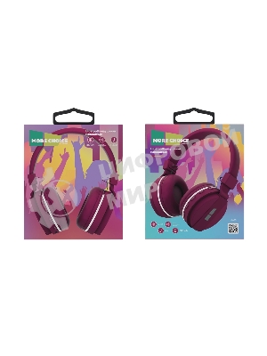 Беспроводные наушники MORE CHOICE HW15 вишневый, накладные, Bluetooth, до 6 ч