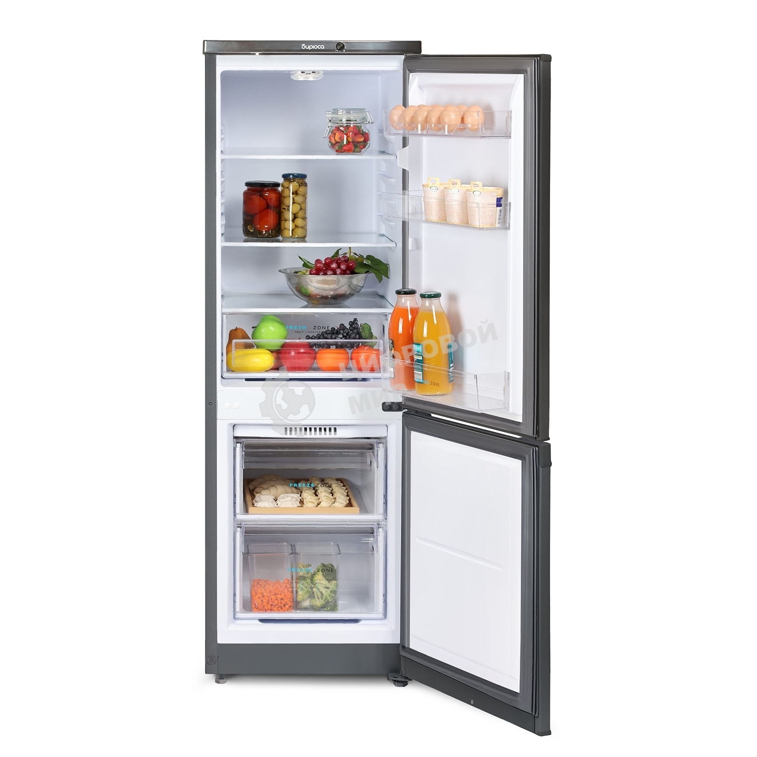 Холодильник Бирюса W418 графит двухкамерный 125/55л морозилка снизу